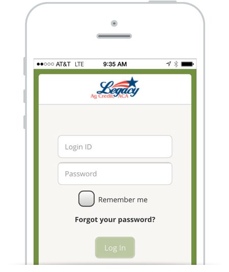 Screenshot of the Legacy Ag Credit app on a mobile device